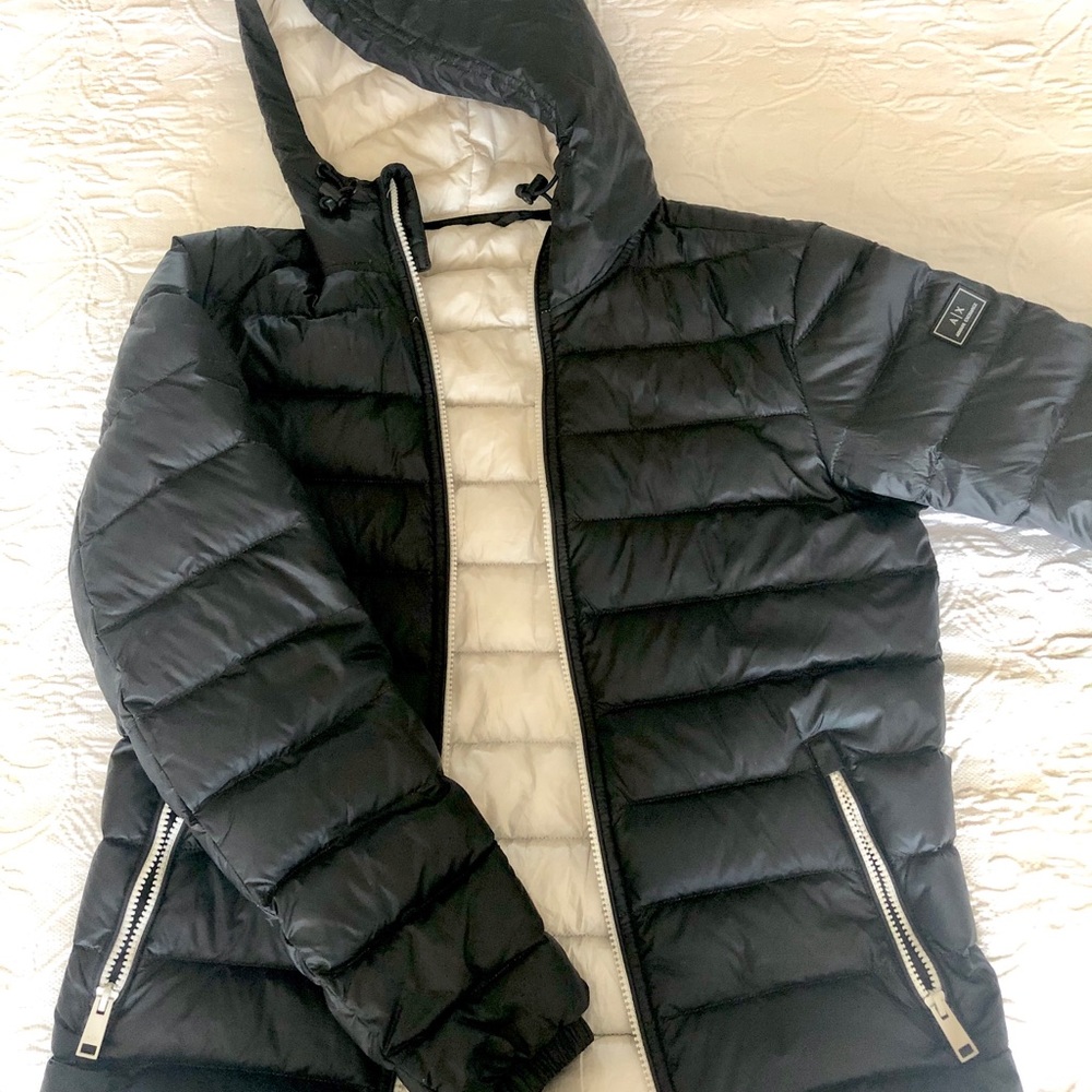 Armani Exchange Black and Cream puffer jacket